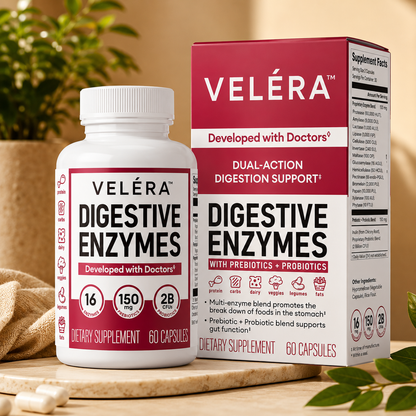 VELÉRA™ Digestive Enzymes with Probiotics + Prebiotics for Digestion & Gut Health.